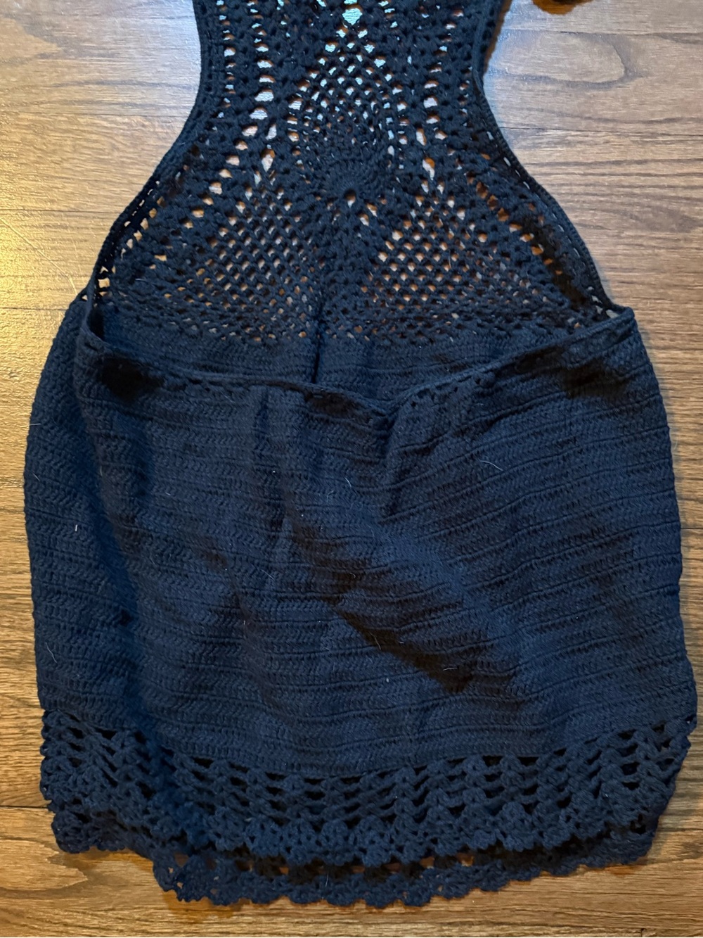 NWT Doll Swimwear Black Crochet Beach Cover-Up Dress - L - Picture 8 of 9